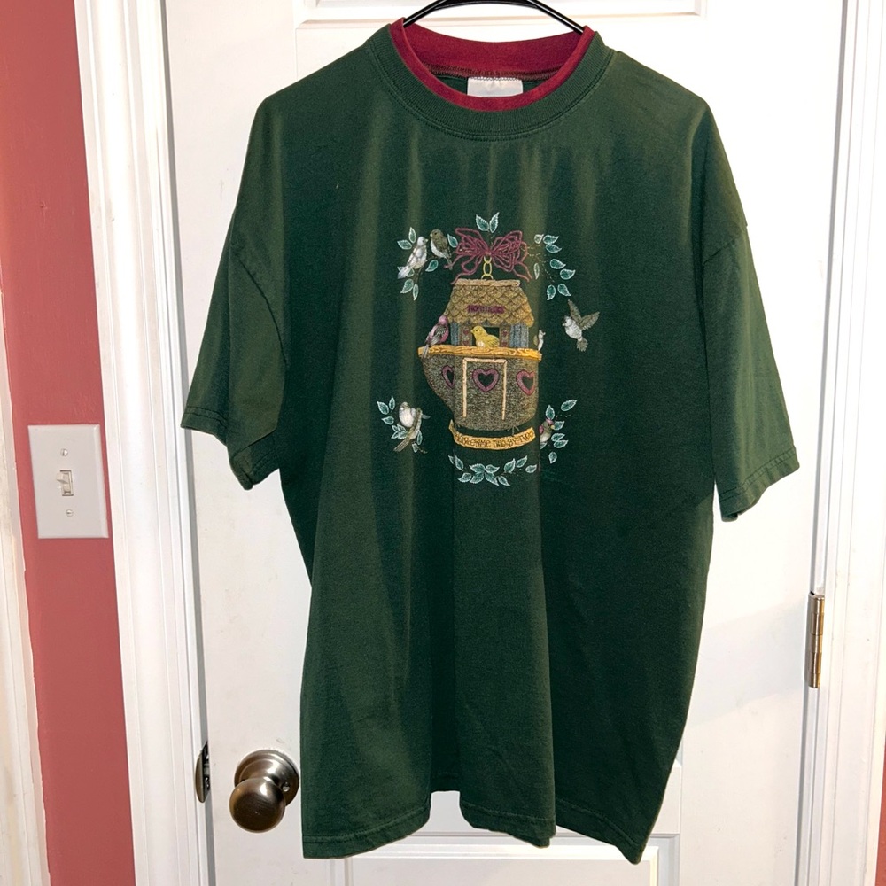 Vtg 90s Endless Designs Noah's Ark Embroidered Tee 1X MADE IN USA